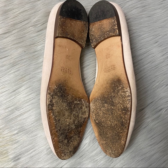 GUCCI Ballet Flats Blush Pink Suede GG Logo - Picture 7 of 7